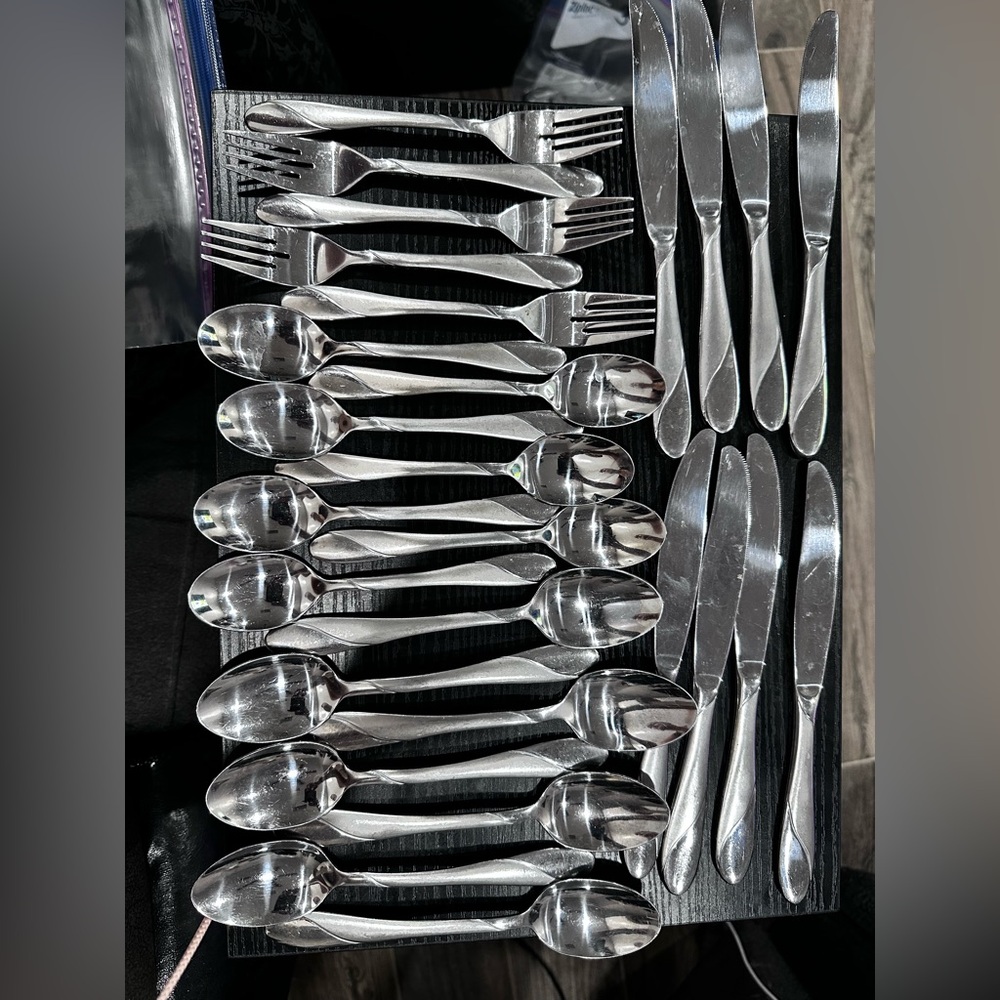 Cambridge SWIRL SAND SS Flatware 27 Random Pieces Lot Satin & Gloss Service